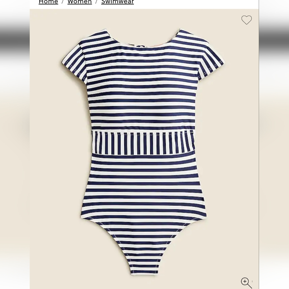 J. Crew cap sleeve Long Torso Swimsuit Nwt - Picture 2 of 9